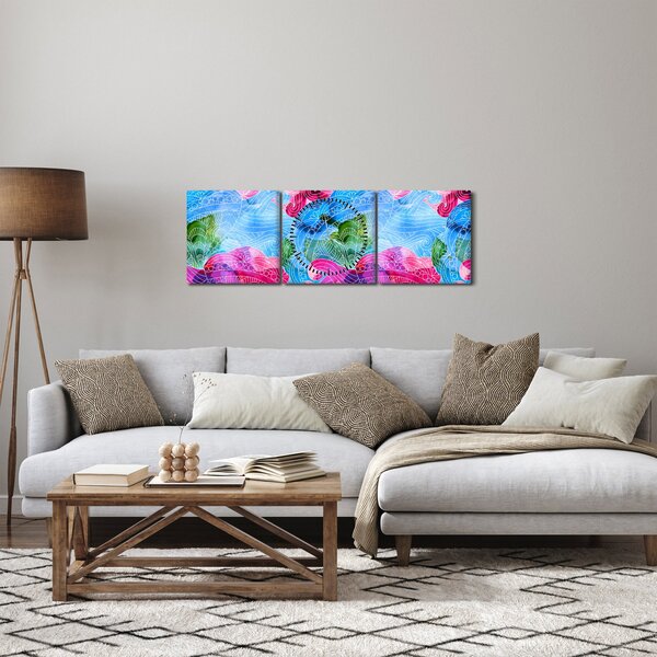 Obraz - Barevné vlny (s hodinami) (90x30 cm)