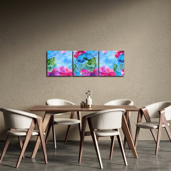 Obraz - Barevné vlny (s hodinami) (90x30 cm)