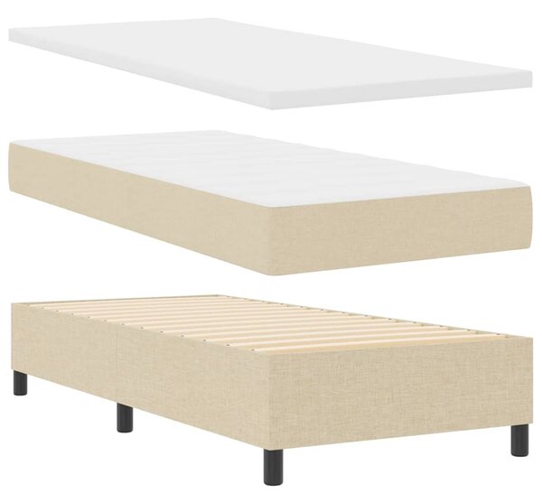 Postel s boxspringem s čelo Krémová 80 x 200 cm textil 3339348