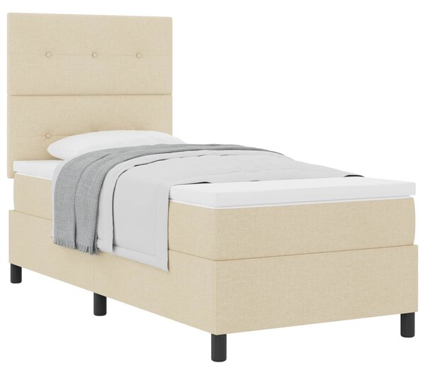 Postel s boxspringem s čelo Krémová 80 x 200 cm textil 3339348