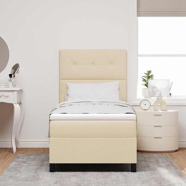 Postel s boxspringem s čelo Krémová 80 x 200 cm textil 3339348