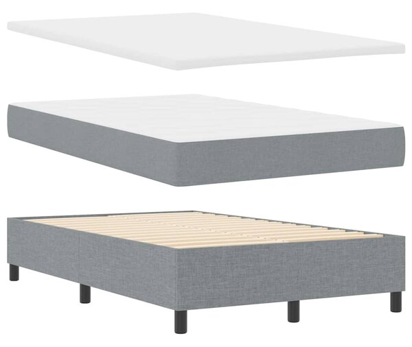 Postel s boxspringem s čelo Světle šedá 120 x 190 cm textil 3344051
