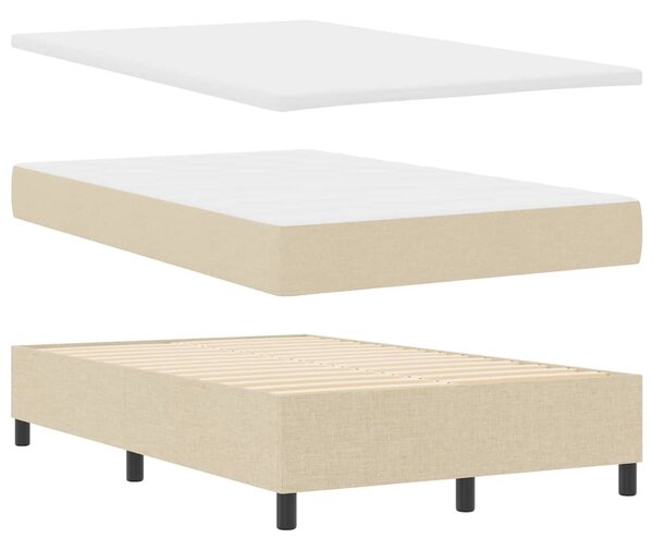 Postel s boxspringem s čelo Krémová 120 x 190 cm textil 3339376