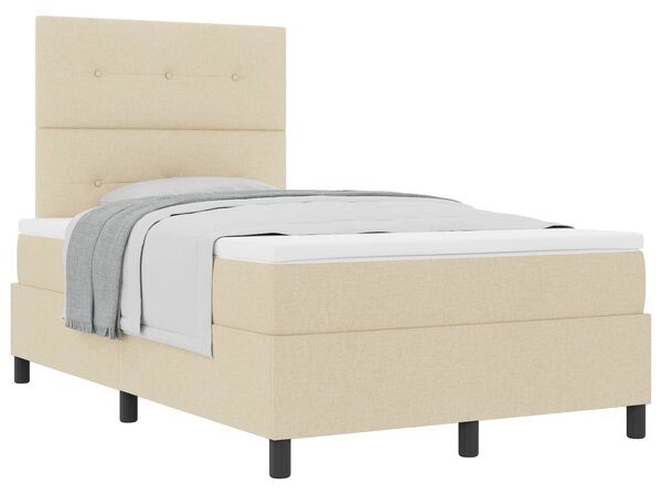 Postel s boxspringem s čelo Krémová 120 x 190 cm textil 3339376