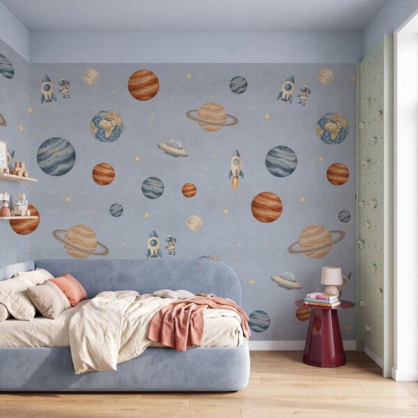 Fototapeta Uspořádání planet a raket, Vesmírné fototapety, Populární fototapety - Tapeko.co.cz