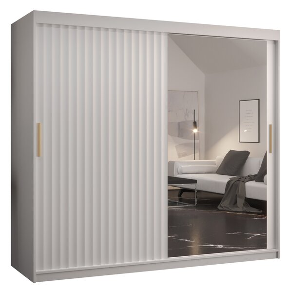 Šatní skříň se zrcadlem 200 cm Riana Wa 2 200 (bílá)
