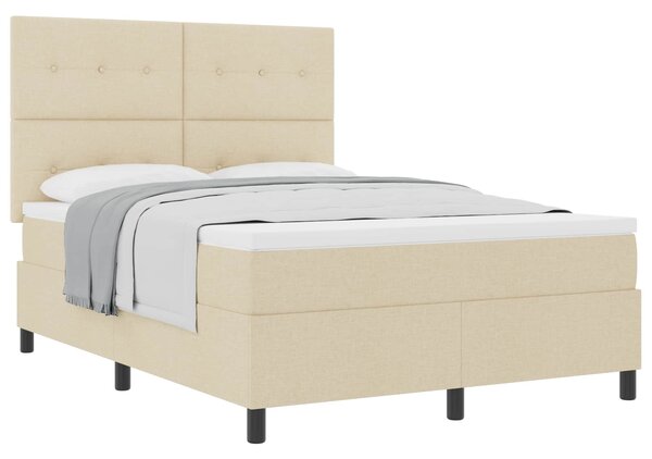 Postel s boxspringem s čelo Krémová 140 x 190 cm textil 3339390