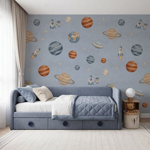 Fototapeta Uspořádání planet a raket, Vesmírné fototapety, Populární fototapety - Tapeko.co.cz