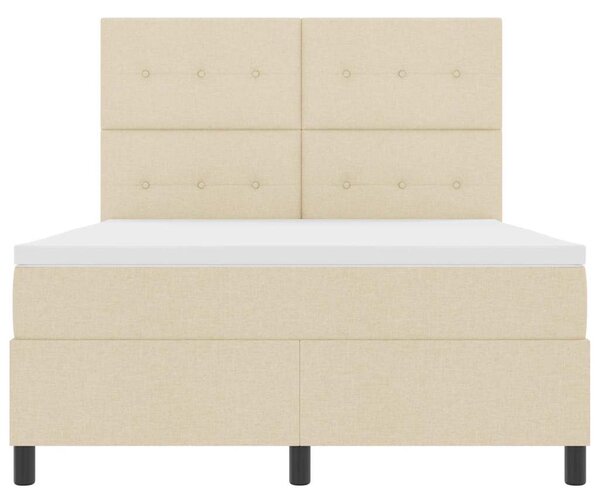 Postel s boxspringem s čelo Krémová 140 x 190 cm textil 3339390