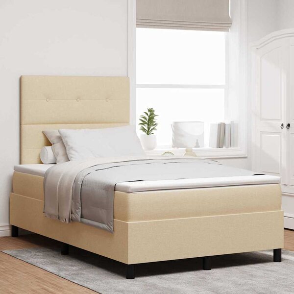 Postel s boxspringem s čelo Krémová 120 x 190 cm textil 3339376