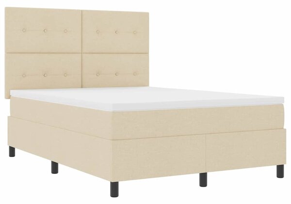 Postel s boxspringem s čelo Krémová 140 x 190 cm textil 3339390