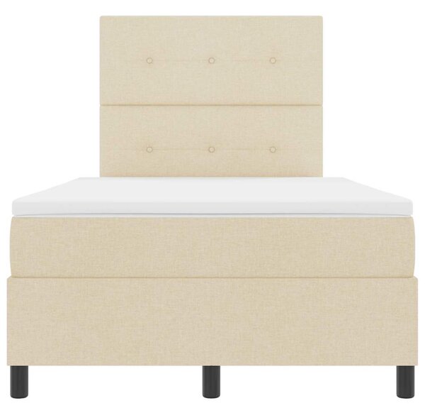 Postel s boxspringem s čelo Krémová 120 x 190 cm textil 3339376