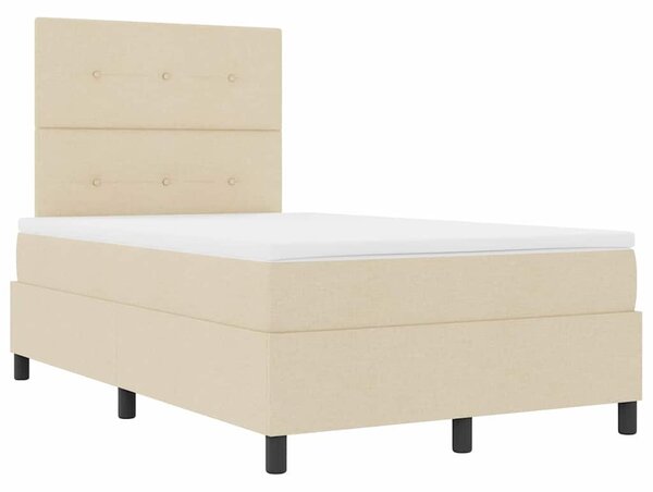 Postel s boxspringem s čelo Krémová 120 x 190 cm textil 3339376