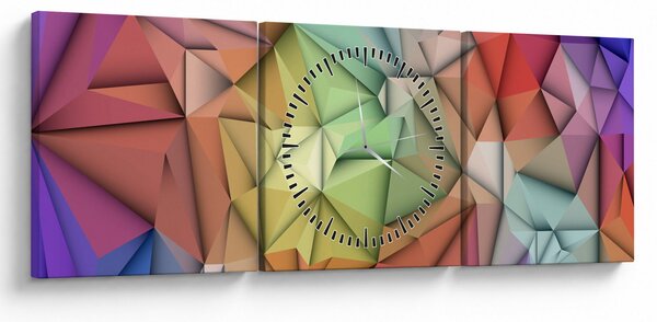 Obraz - Polygonální abstrakce (s hodinami) (90x30 cm)