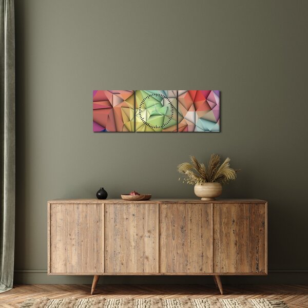 Obraz - Polygonální abstrakce (s hodinami) (90x30 cm)