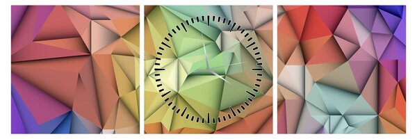 Obraz - Polygonální abstrakce (s hodinami) (90x30 cm)