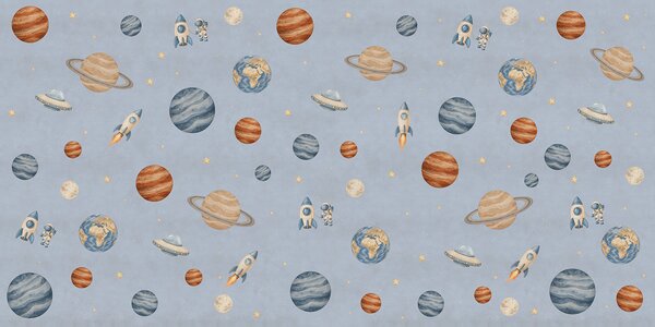 Fototapeta Uspořádání planet a raket, Vesmírné fototapety, Populární fototapety - Tapeko.co.cz