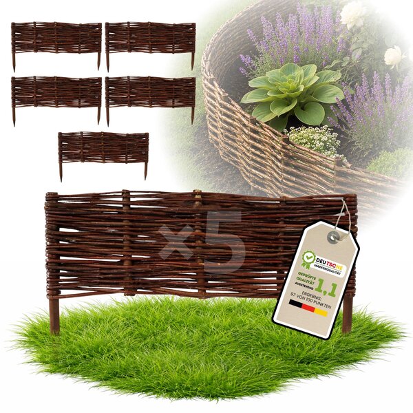Floranica 5 kusů Vrbový plot 20 cm x 60 cm – Zahradní plot z vrbového proutí Palisáda Přírodní oplocení Ohraničení záhonu