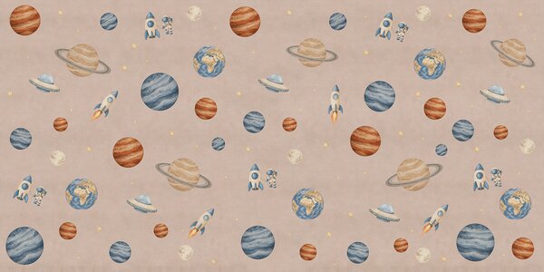 Fototapeta Uspořádání planet a raket, Vesmírné fototapety, Populární fototapety - Tapeko.co.cz