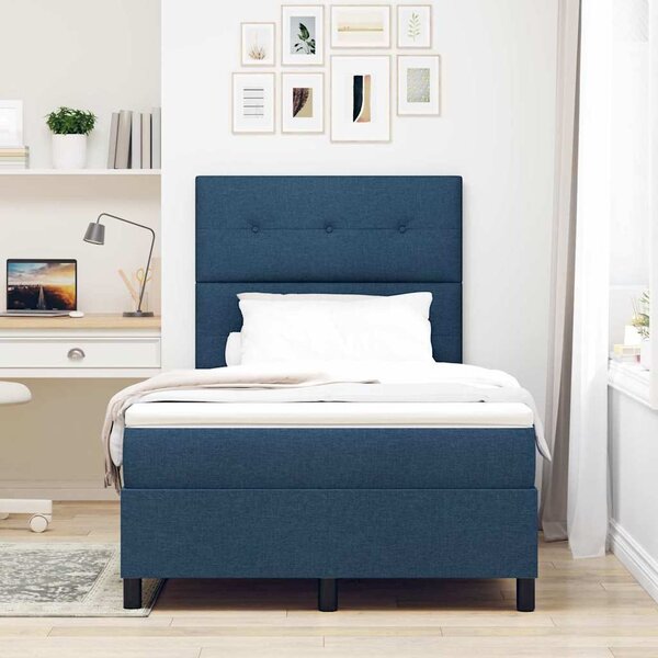 Postel s boxspringem s čelo Modrá 120 x 190 cm textil 3339377