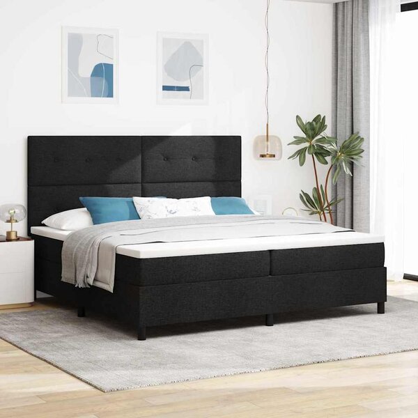 Postel s boxspringem s čelo Černá 200 x 200 cm textil 3339415