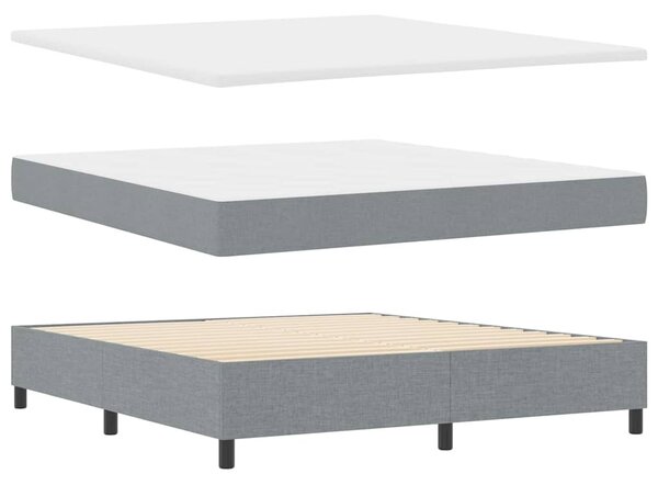 Postel s boxspringem s čelo Světle šedá 180 x 200 cm textil 3339406
