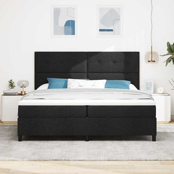 Postel s boxspringem s čelo Černá 200 x 200 cm textil 3339415