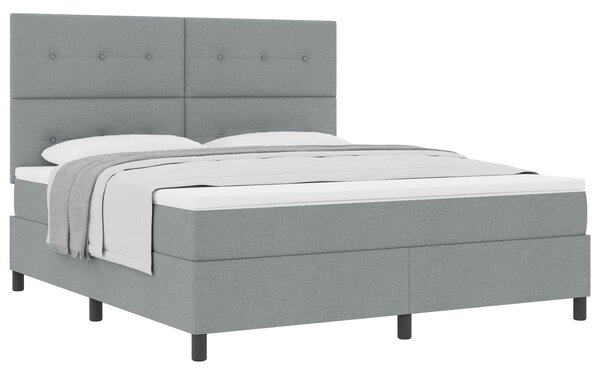 Postel s boxspringem s čelo Světle šedá 180 x 200 cm textil 3339406