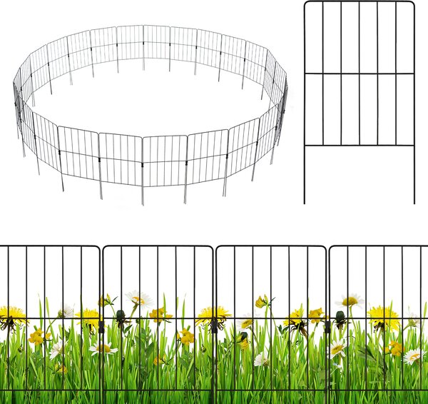 COSTWAY 25 kusů Dekorativní zahradní plot 825 cm x 60 cm Velký bariérový plot, krajinný plot odolný proti rzi jako zahradní a dvorní dekorace