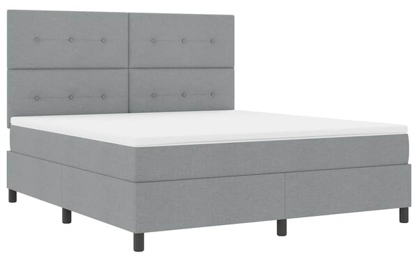 Postel s boxspringem s čelo Světle šedá 180 x 200 cm textil 3339406