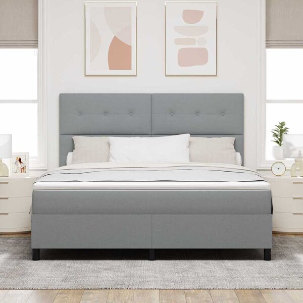 Postel s boxspringem s čelo Světle šedá 180 x 200 cm textil 3339406
