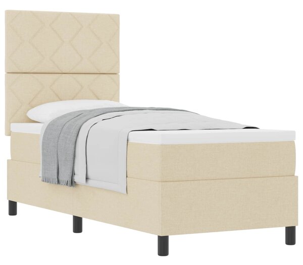 Postel s boxspringem s čelo Krémová 80 x 200 cm textil 3339425