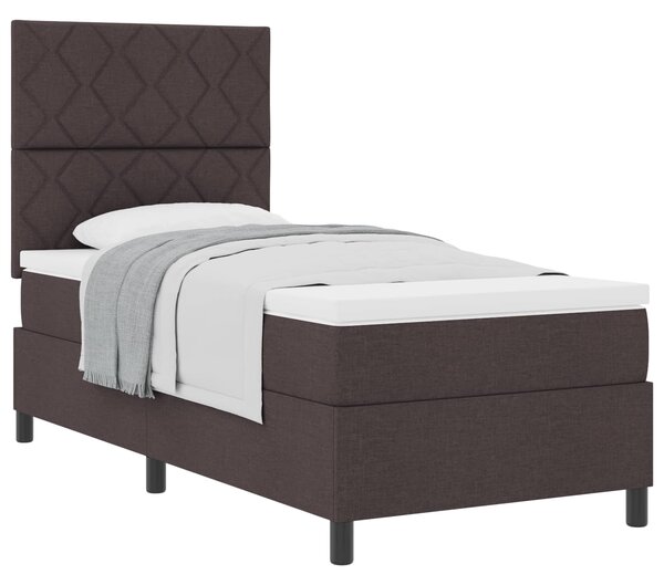Postel s boxspringem s čelo Tmavě hnědá 100 x 200 cm textil 3339444