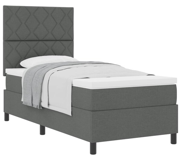 Postel s boxspringem s čelo Tmavě šedá 100 x 200 cm textil 3339442