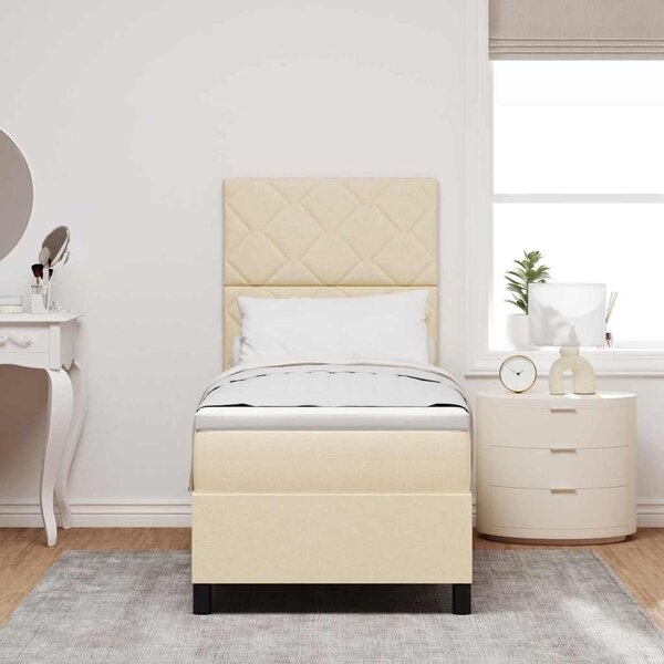 Postel s boxspringem s čelo Krémová 80 x 200 cm textil 3339425