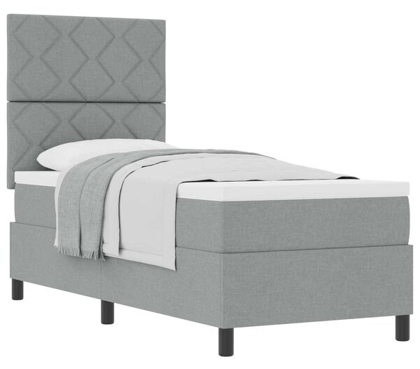 Postel s boxspringem s čelo Světle šedá 80 x 200 cm textil 3339420