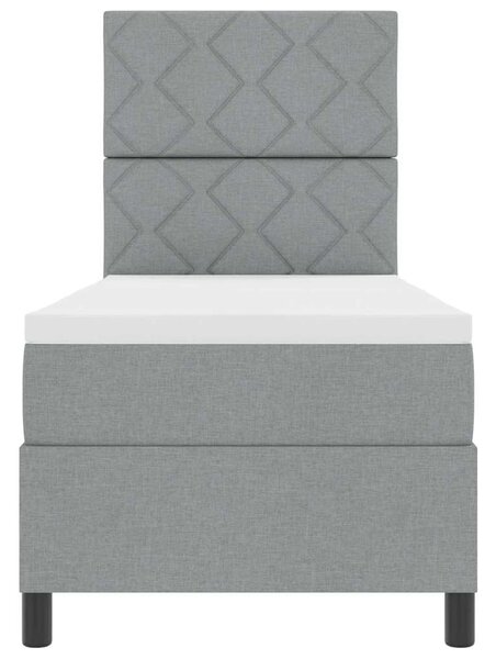 Postel s boxspringem s čelo Světle šedá 80 x 200 cm textil 3339420