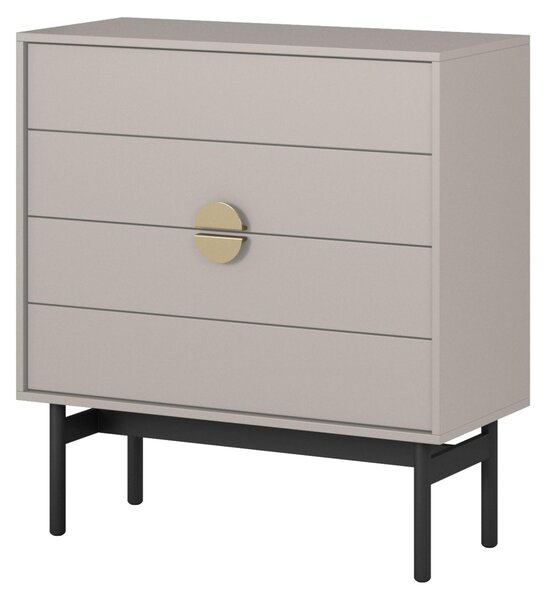 Selsey Stoon II – Komoda se 4 zásuvkami, barva taupe, výška 85 cm