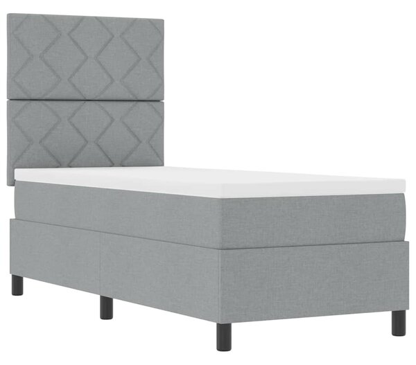 Postel s boxspringem s čelo Světle šedá 80 x 200 cm textil 3339420