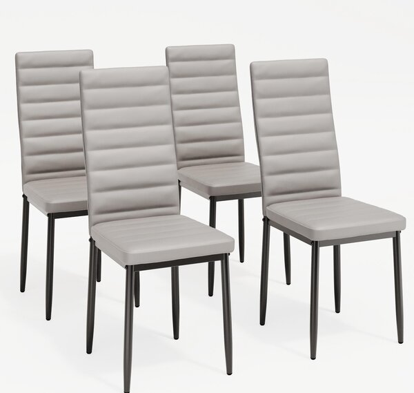 Sada 4 jídelních židlí Bealife TB40 - umělá kůže s vysokým opěradlem a ergonomickým designem, šedá barva