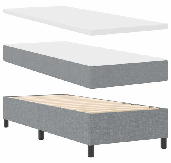 Postel s boxspringem s čelo Světle šedá 80 x 200 cm textil 3344100