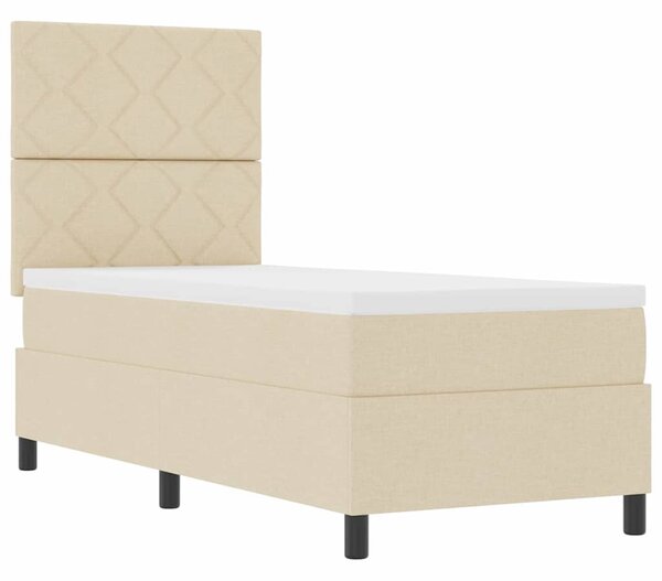 Postel s boxspringem s čelo Krémová 80 x 200 cm textil 3339425