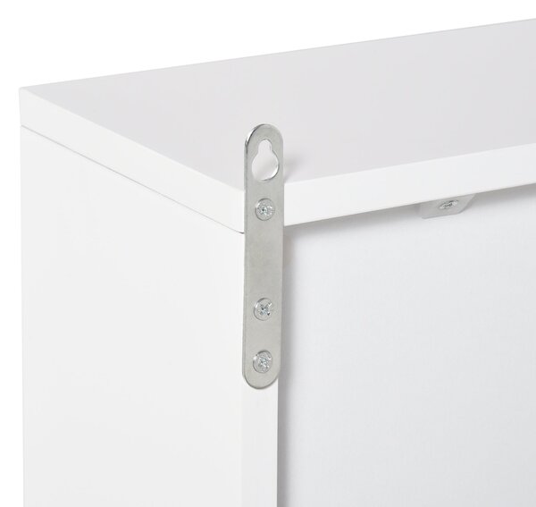 Koupelnová skříňka HOMCOM se zrcadlem, 2 dveřmi a nastavitelnou policí, závěsná koupelnová skříňka pro toaletu, moderní styl 48x14,5x45 cm Bílá | Aoso