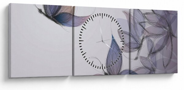 Obraz - Kreslení motýli (s hodinami) (90x30 cm)