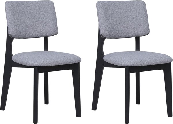 ByLIVING sada 2 jídelních židlí ELSA / šedá tkaná látka / černý rám z masivního dřeva / š 48, v 87, hl 54 cm