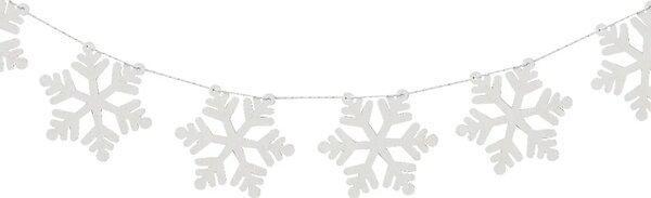 Vánoční dřevěná girlanda WHITE SNOWFLAKES 2 m, bílá