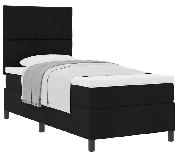 Postel s boxspringem s čelo Černá 100 x 200 cm textil 3339443