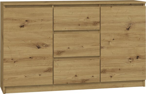 Topeshop 2D3S ARTISAN, Dub, 3 zásuvka/zásuvek, Dřevotřískové desky, Jednobarevný, Moderní, Dřevotřískové desky