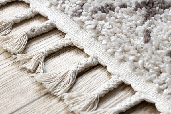 Dywany Łuszczów, Běhoun Berber Fez cream, 60x200, bílá, ložnice