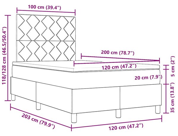 Postel s boxspringem s čelo Tmavě hnědá 120 x 200 cm textil 3339458